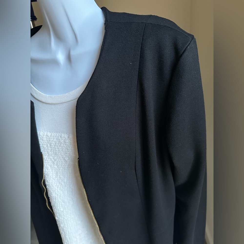 Dana Buchman Black Open-Front Knit comfy Blazer jacket with zipper